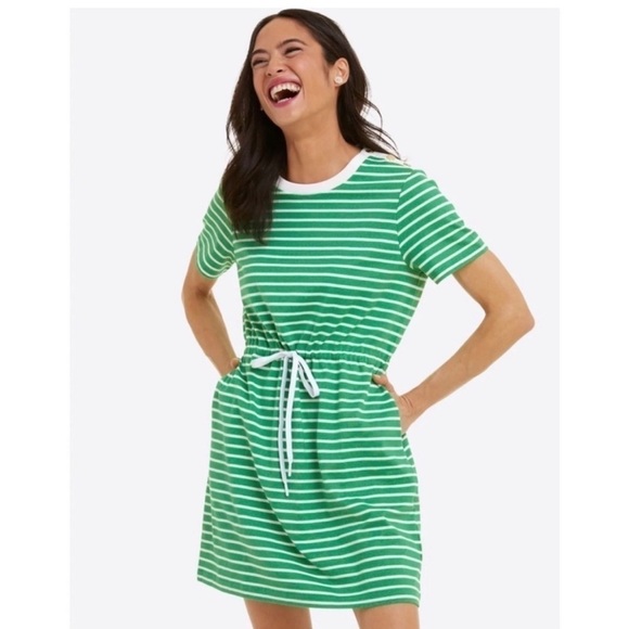 Draper James Tie Waist T-Shirt Dress in Light Pink Mariner Stripe Size Medium - Picture 10 of 16